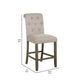 Counter Height Stool with Button Tufted Rolled Back Set of 2 Beige By Casagear Home BM242710