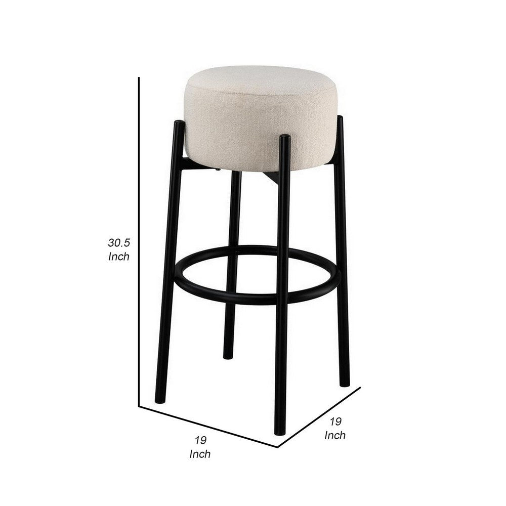 Barstool with Fabric Seat and Tubular Legs Set of 2 Beige and Black By Casagear Home BM242714