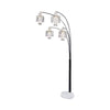 Floor Lamp with 4 Glass Drop Crystal Shades and Marble Base, Silver By Casagear Home