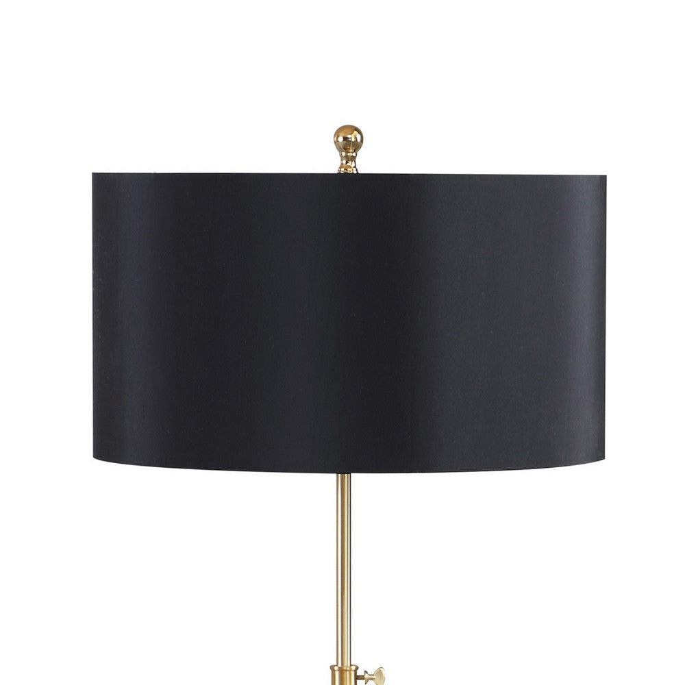 Floor Lamp with Drum Shade and Sleek Metal Tripod Legs Black and Gold By Casagear Home BM242739