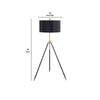 Floor Lamp with Drum Shade and Sleek Metal Tripod Legs Black and Gold By Casagear Home BM242739