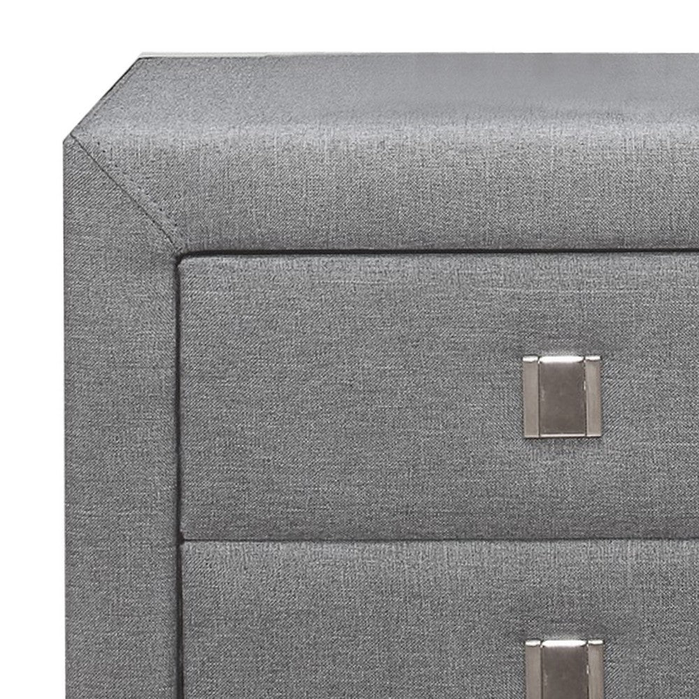 Nightstand with Single Drawer and Fabric Wrapping Gray By Casagear Home BM243318