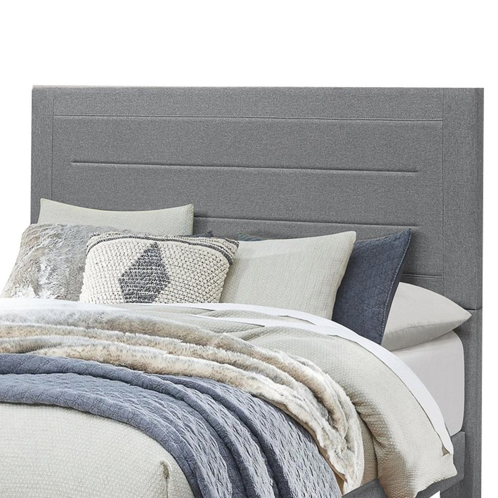 Queen Size Bed with Fabric Wrapped Frame and Panel Headboard Gray By Casagear Home BM243322