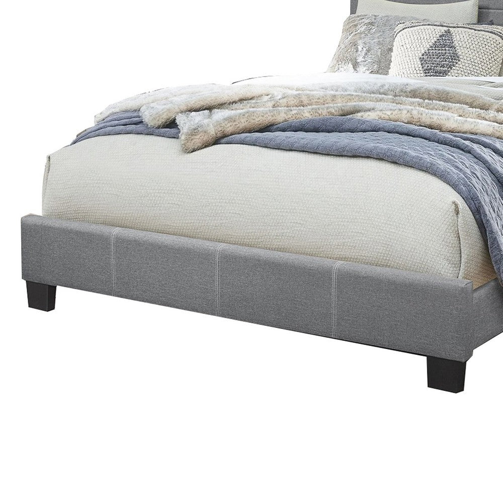 Queen Size Bed with Fabric Wrapped Frame and Panel Headboard Gray By Casagear Home BM243322