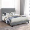 Queen Size Bed with Fabric Wrapped Frame and Panel Headboard, Gray By Casagear Home