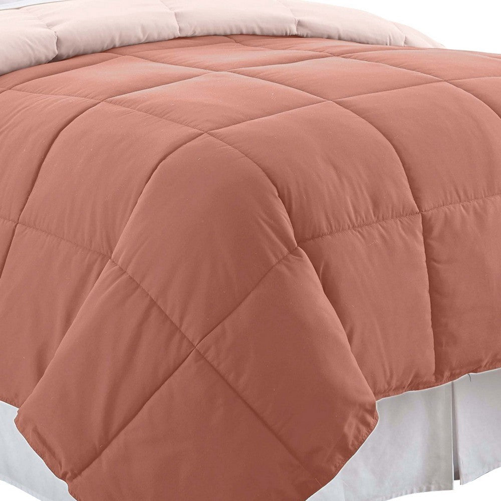 Veria Microfiber Queen Comforter with Stitched Block Pattern The Urban Port Orange By Casagear Home BM243326