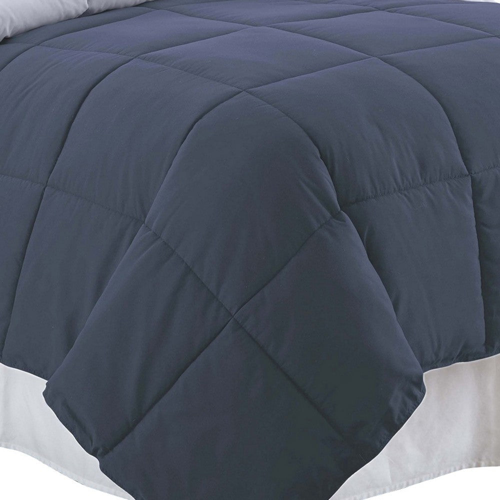 Veria Microfiber Queen Comforter with Stitched Block Pattern The Urban Port Blue By Casagear Home BM243335