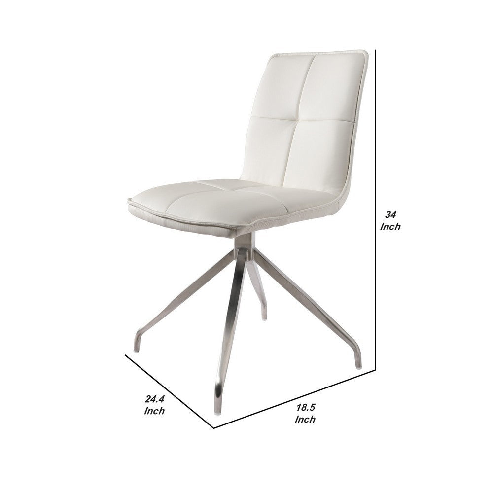 Dining Chair with Swivel Leatherette Seat Set of 2 White By Casagear Home BM243345