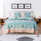 3 Piece Full Queen Quilt Set with Floral Print Blue and White By Casagear Home BM245652