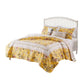 3 Piece Full Queen Quilt Set with Floral Print Yellow By Casagear Home BM245659