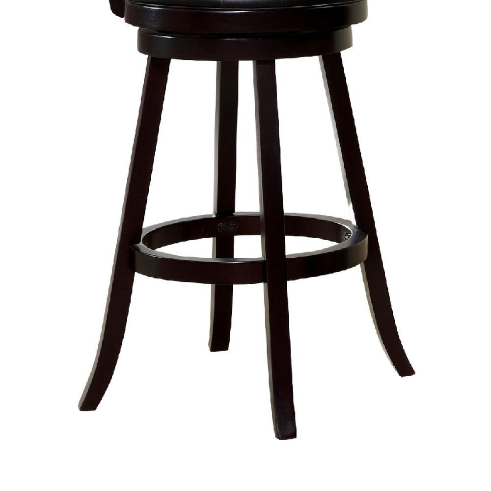 Swivel Barstool with Curved Double X Shaped Wooden Back Espresso Brown By Casagear Home BM245816