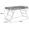 Glass Top Writing Desk with 2 Drawers Gray and Chrome By Casagear Home BM245875