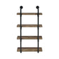 Wall Shelf with 4 Shelves and Piped Metal Frame Brown and Black By Casagear Home BM245876