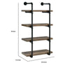 Wall Shelf with 4 Shelves and Piped Metal Frame Brown and Black By Casagear Home BM245876