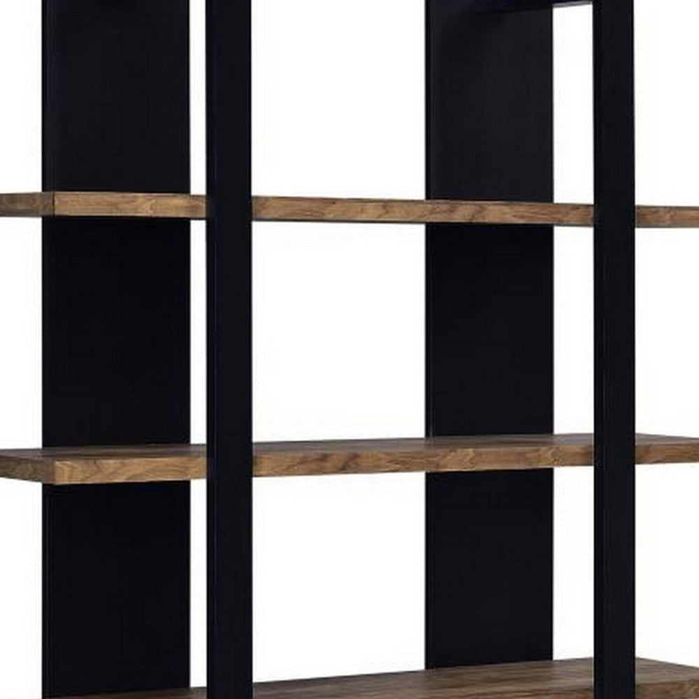 Bookcase with 4 Tier Shelves and Wooden Frame Brown and Black By Casagear Home BM245878