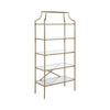 Bookcase with 5 Tempered Glass Shelves and Metal Frame, Gold By Casagear Home