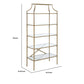 Bookcase with 5 Tempered Glass Shelves and Metal Frame Gold By Casagear Home BM245880