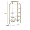 Bookcase with 5 Tempered Glass Shelves and Metal Frame Gold By Casagear Home BM245880