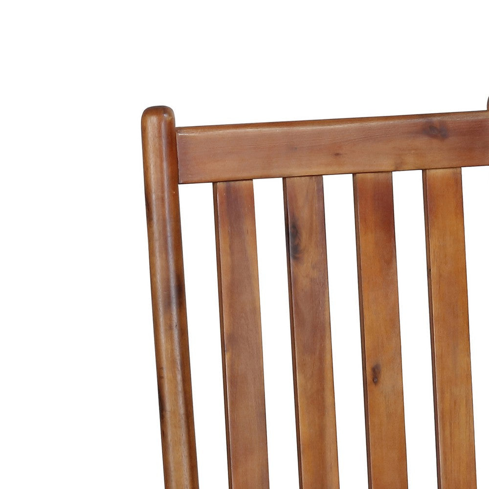 Wooden Rocking Chair with Slat Back and Mission Style Brown By Casagear Home BM245907