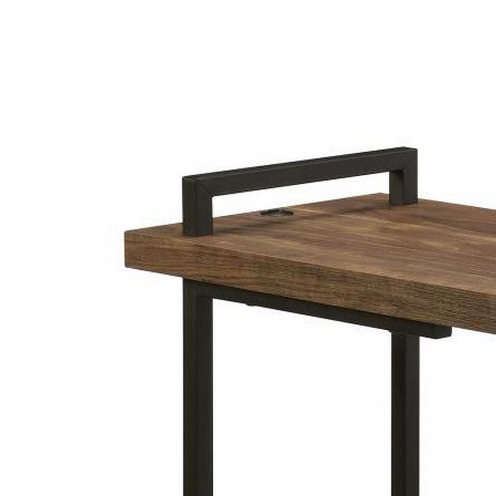 Side Table with Plugin and Cantilever Base Dark Brown By Casagear Home BM245910