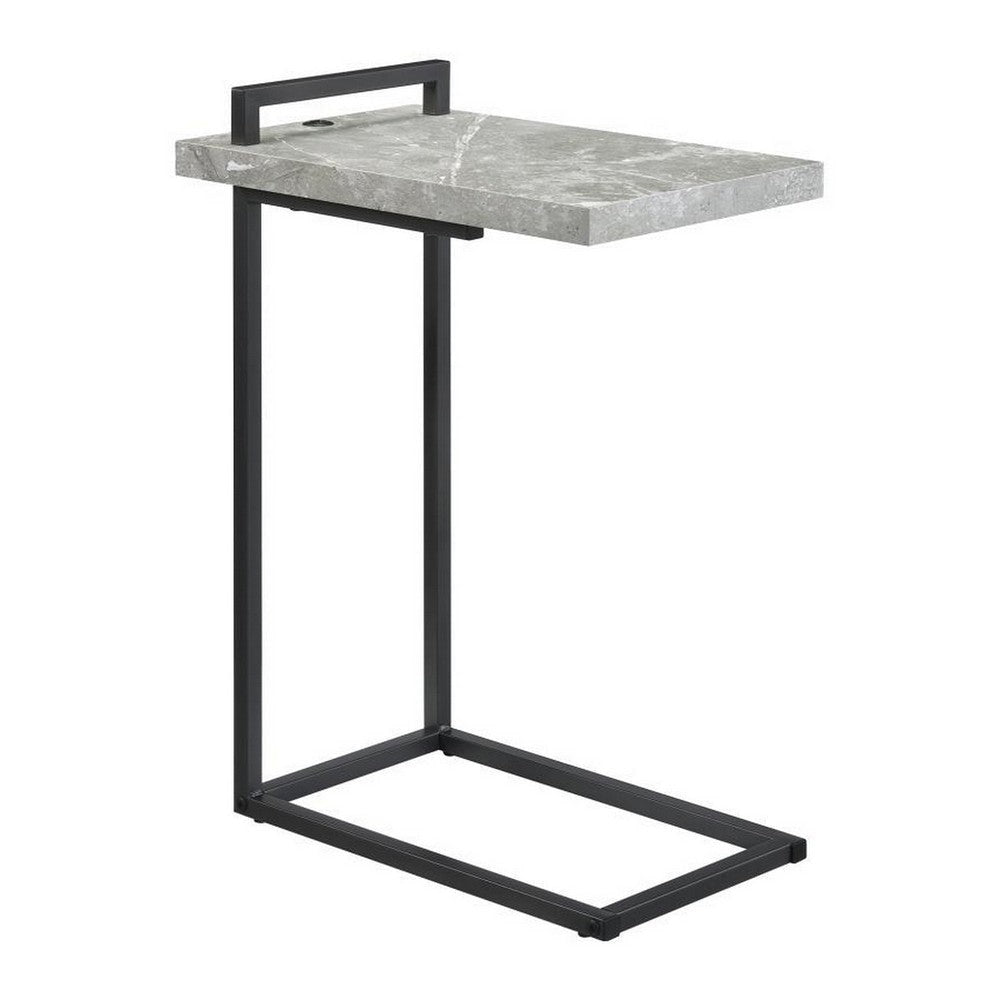 Side Table with Plugin and Cantilever Base, Gray By Casagear Home