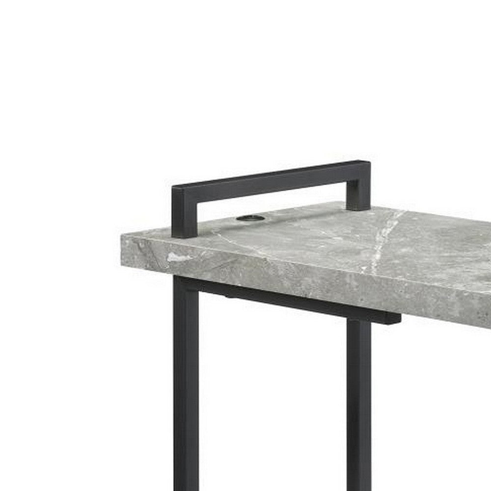 Side Table with Plugin and Cantilever Base Gray By Casagear Home BM245912