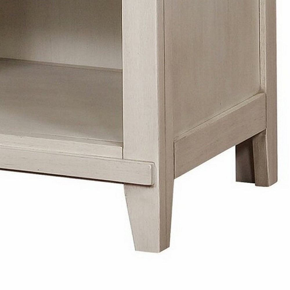 Nightstand with Plank Front Drawer and 1 Open Shelf White By Casagear Home BM245933