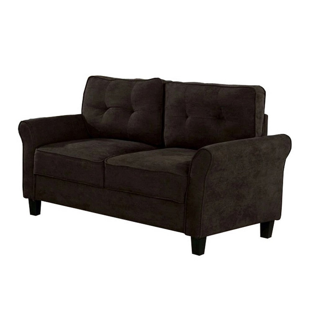 Loveseat with Knit Fabric with Flared Armrests Brown By Casagear Home BM245939