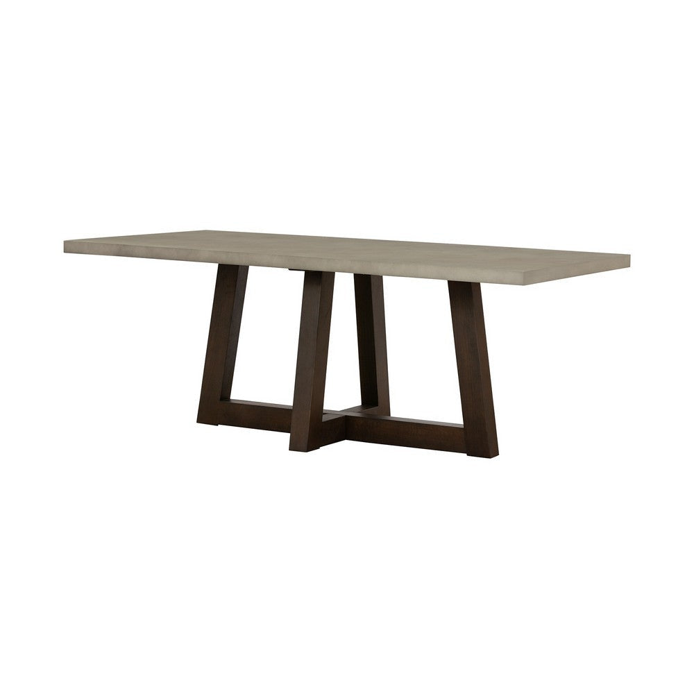 Elodie Grey Concrete and Dark Grey Oak Rectangle Dining Table By Casagear Home