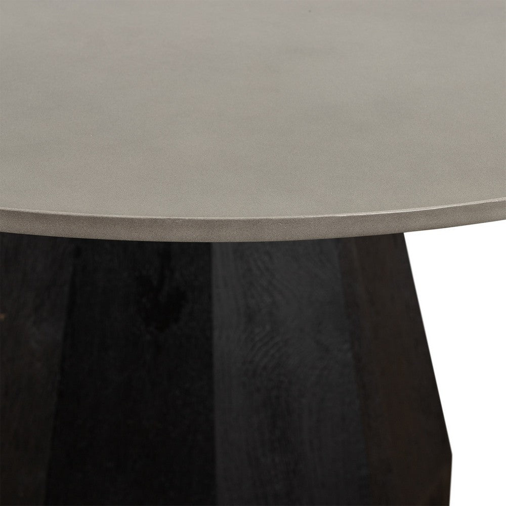 Revival Concrete and Oak Round Dining Table By Casagear Home BM246005