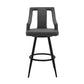 Maxen 26’’ Gray Faux Leather and Black Metal Swivel Bar Stool By Casagear Home BM246012