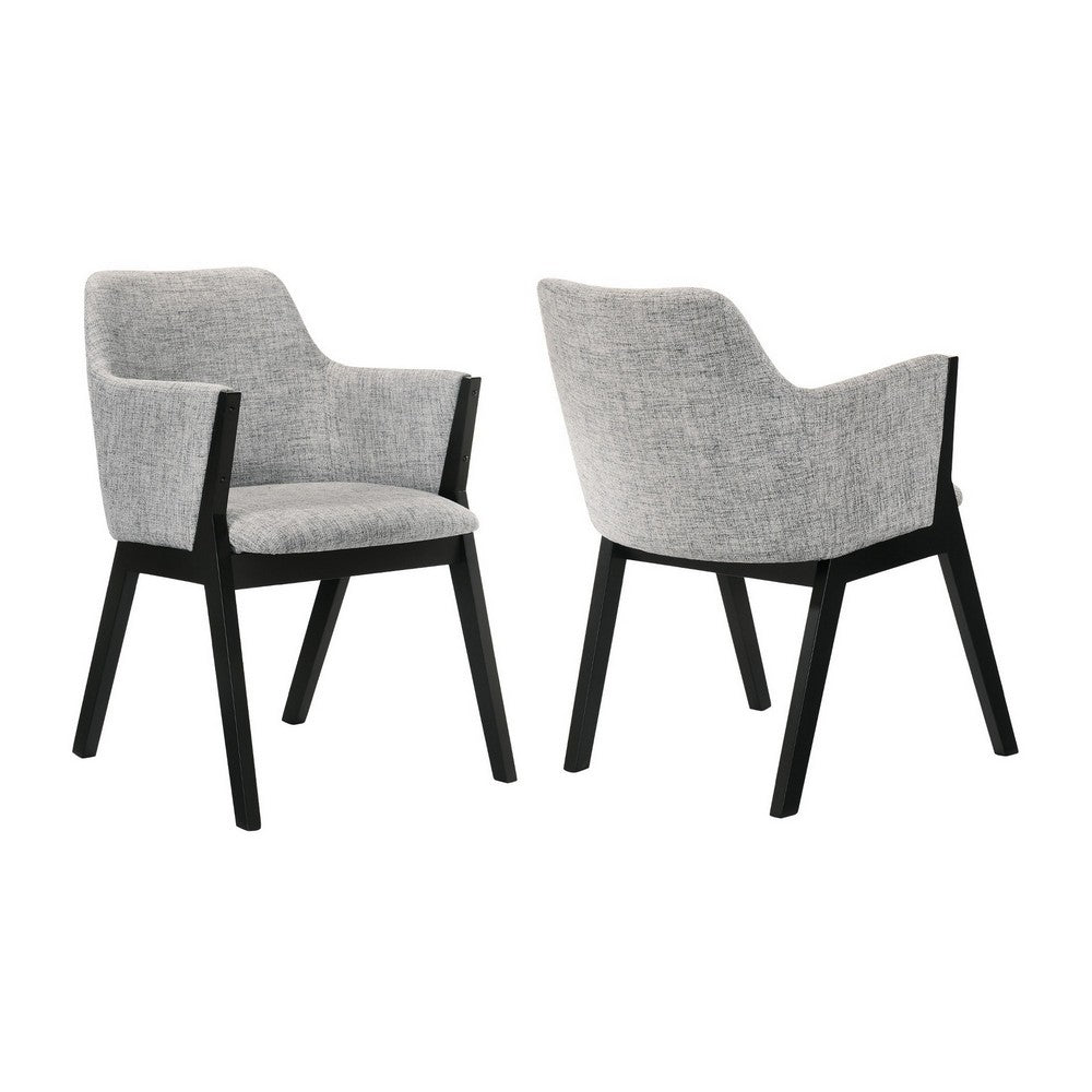 Renzo Light Gray Fabric and Black Wood Dining Side Chairs - Set of 2 By Casagear Home BM246041