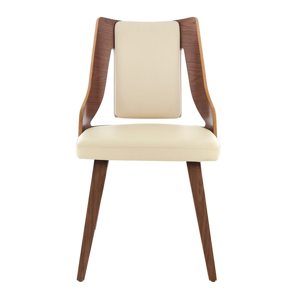 Aniston Cream Faux Leather and Walnut Wood Dining Chairs - Set of 2 By Casagear Home BM246064