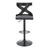 Adjustable Swivel Bar Stool Vegan Faux Leather Metal Frame Gray Black By Casagear Home BM246069