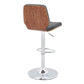 Sabine Adjustable Swivel Gray Faux Leather with Walnut Back and Chrome Bar Stool By Casagear Home BM246076