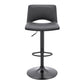 Thierry Adjustable Swivel Gray Faux Leather and Black Metal Bar Stool By Casagear Home BM246077