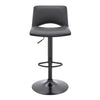 Thierry Adjustable Swivel Gray Faux Leather and Black Metal Bar Stool By Casagear Home BM246077