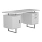 Wooden Office Desk with Floating Top and File Cabinet, White By Casagear Home