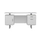 Wooden Office Desk with Floating Top and File Cabinet White By Casagear Home BM246102