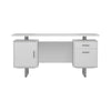 Wooden Office Desk with Floating Top and File Cabinet White By Casagear Home BM246102