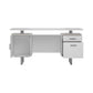 Wooden Office Desk with Floating Top and File Cabinet White By Casagear Home BM246102