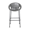 30 Inch Indoor Outdoor Bar Stool with Rounded Rope Woven Seat Gray By Casagear Home BM246128