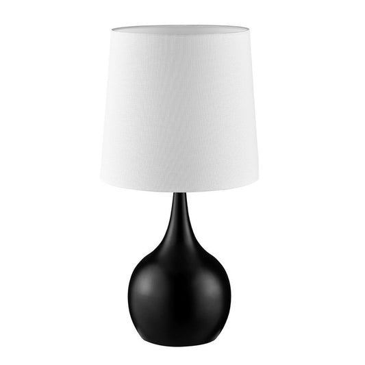 Table Lamp with Metal Base and Touch Sensor, White and Black By Casagear Home