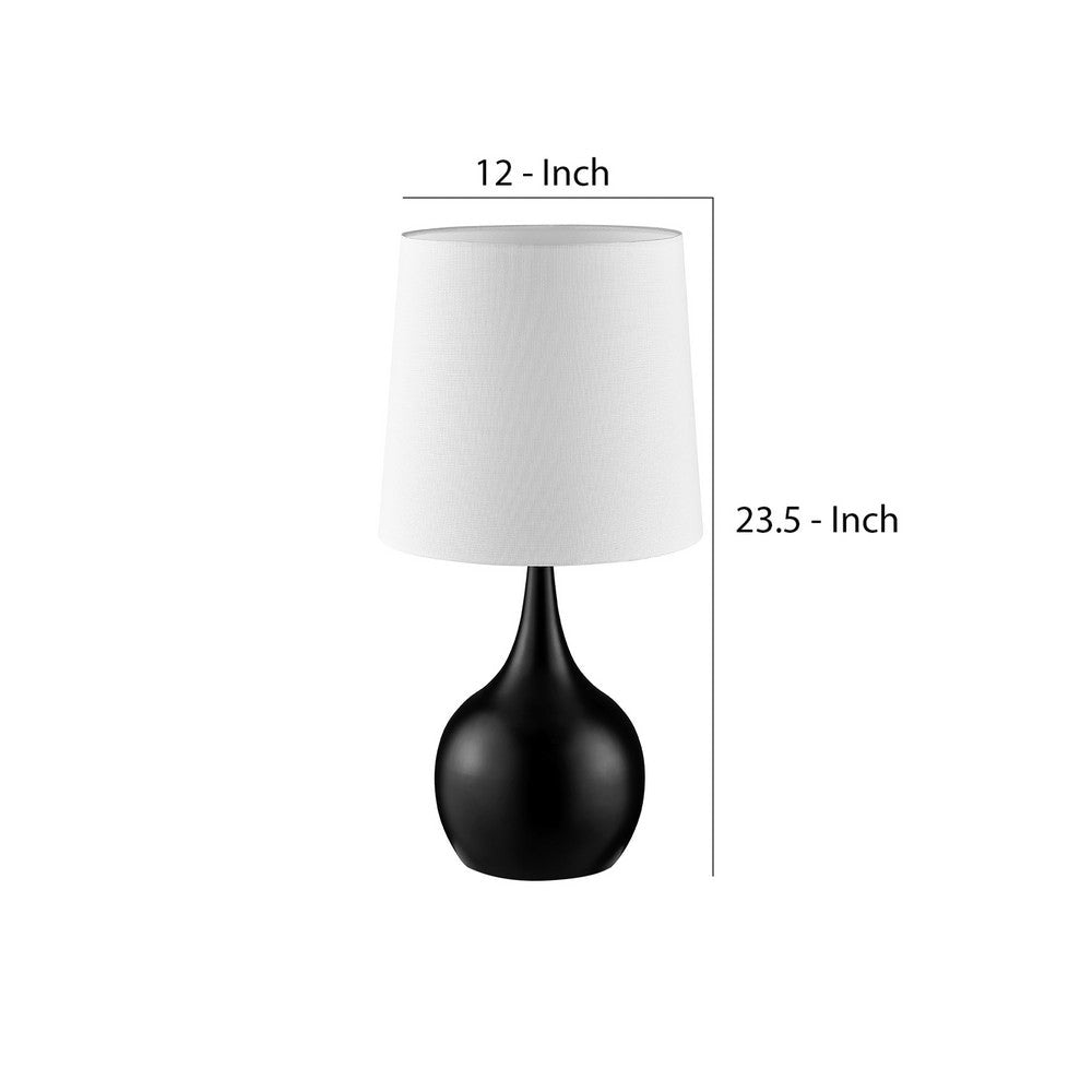 Table Lamp with Metal Base and Touch Sensor White and Black By Casagear Home BM246494