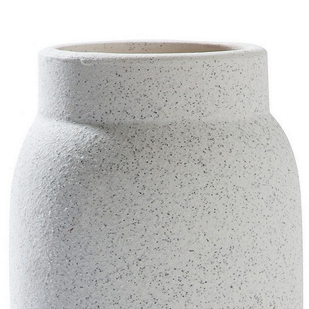 Vase with Elongated Textured Ceramic Set of 3 White By Casagear Home BM246911