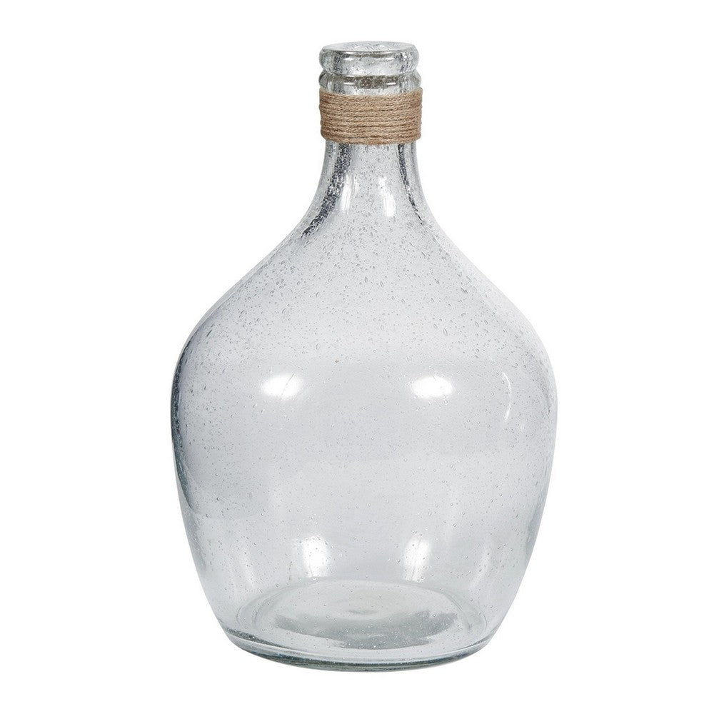 Vase with Bottleneck and Rope Accent Set of 2 Clear By Casagear Home BM246950