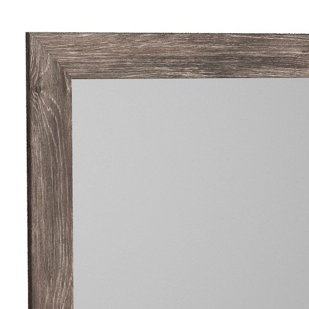 Bedroom Mirror with Replicated Grain Details Rustic Gray By Casagear Home BM248077