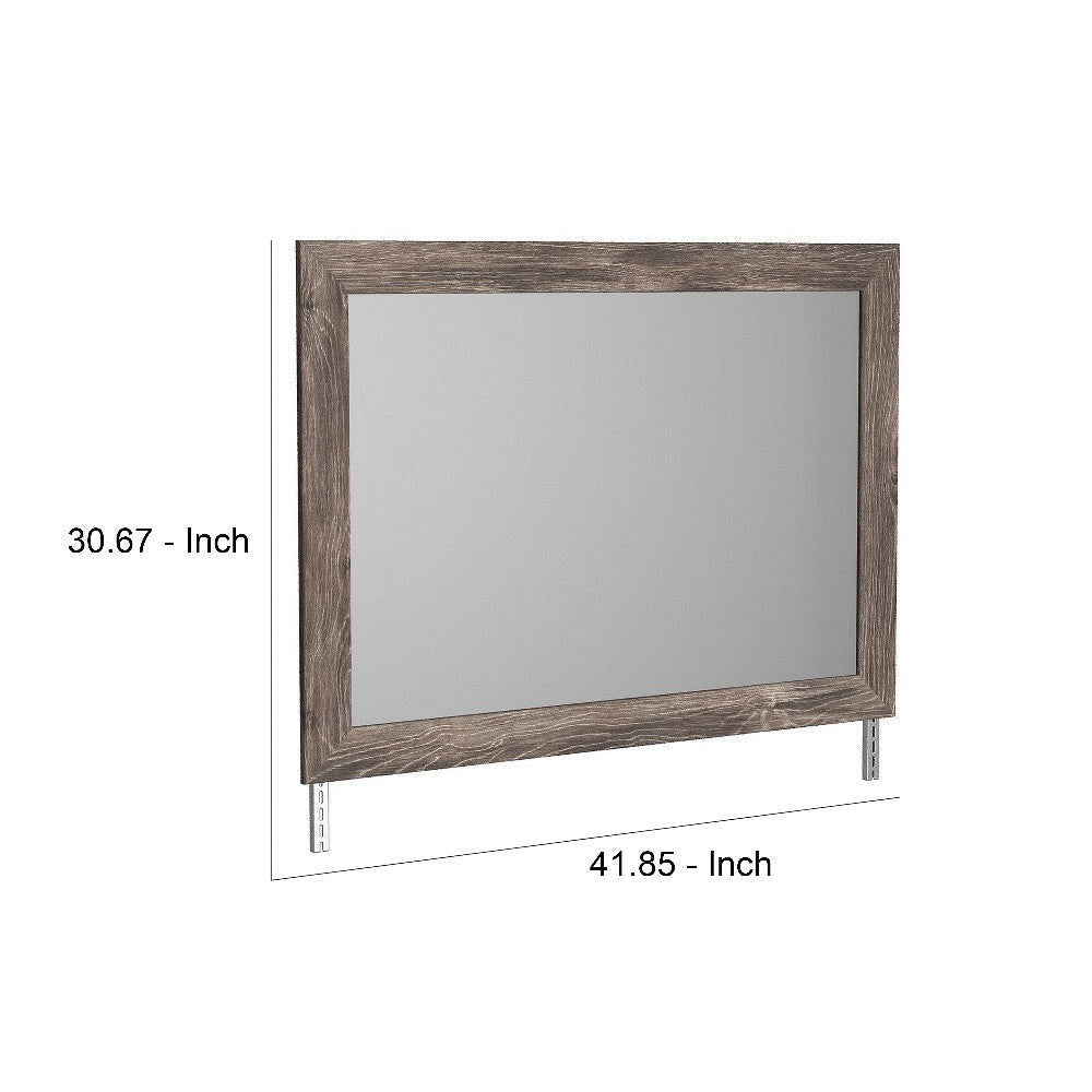 Bedroom Mirror with Replicated Grain Details Rustic Gray By Casagear Home BM248077