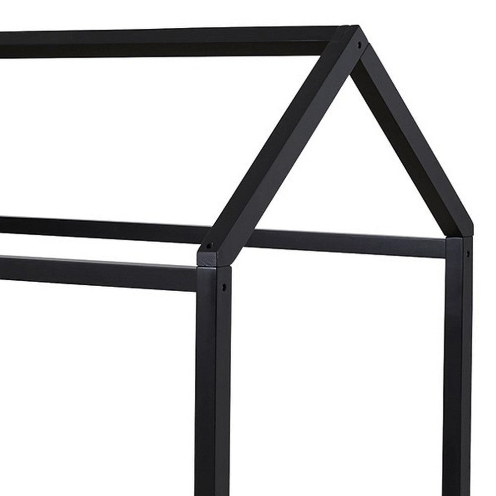 Twin Bed Frame with House Shaped Design Black By Casagear Home BM248079