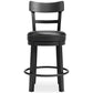 Solid Wood Counter Height Barstool 360 Degree Swivel Leatherette Seat Black By Casagear Home BM248093